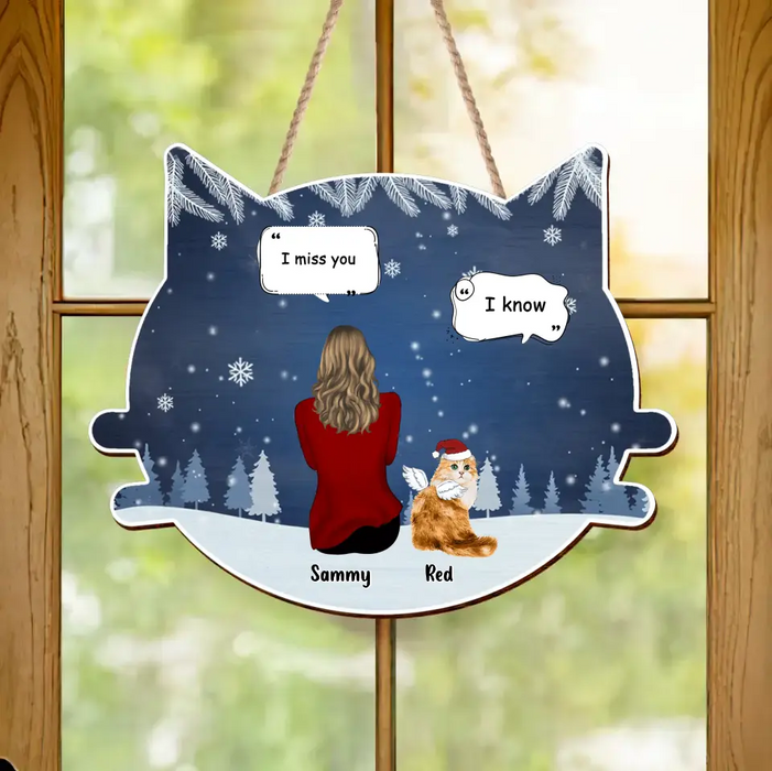 Custom Personalized Cat Memorial Christmas Wooden Sign - Up to 4 Cats - Memorial Gift Idea For Cat Owner - I Miss You