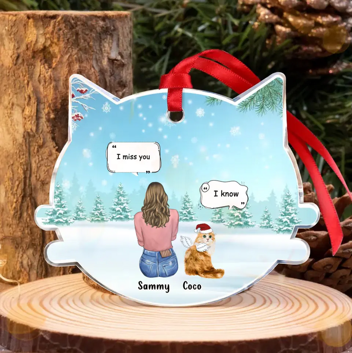 Personalized Cat Memorial Christmas Acrylic Ornament - Up to 4 Cats - Memorial Gift Idea For Cat Owner - I Miss You