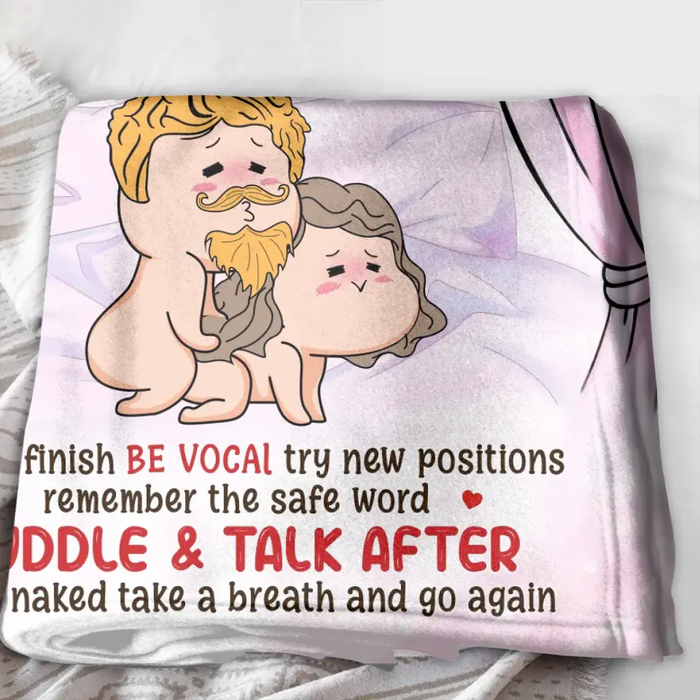 Personalized Couple Fleece Throw Blanket/Quilt - Gift Idea For Couple - Bedroom Rules Don't Forget To Lock The Door