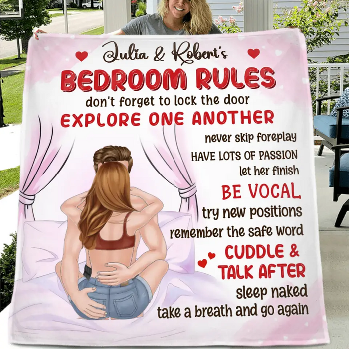 Personalized Couple Fleece Throw Blanket/Quilt - Gift Idea For Couple - Be Vocal Try New Positions Remember