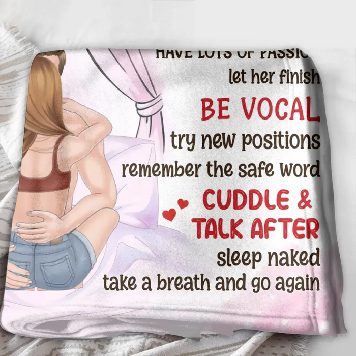 Personalized Couple Fleece Throw Blanket/Quilt - Gift Idea For Couple - Be Vocal Try New Positions Remember
