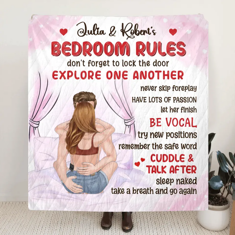 Personalized Couple Fleece Throw Blanket/Quilt - Gift Idea For Couple - Be Vocal Try New Positions Remember