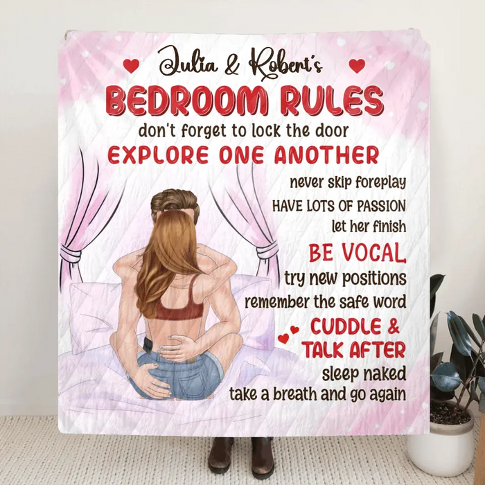 Personalized Couple Fleece Throw Blanket/Quilt - Gift Idea For Couple - Be Vocal Try New Positions Remember