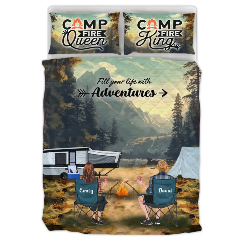Personalized Yosemite Camping Quilt Bed Sets - Gift Idea For Couple, Camping Lovers, Family - Up to 5 Kids, 4 Pets - Fill Your Life With Adventures