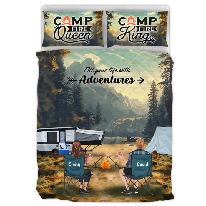 Custom Personalized Yosemite Camping Quilt Bed Sets - Gift Idea For Couple, Camping Lovers, Family - Upto 5 Kids, 4 Pets - Fill Your Life With Adventures