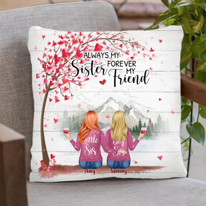 Personalized Sisters Fleece Throw Blanket/Quilt/Pillow Cover - Gift Idea For Sisters/Friends - Up to 6 Girls - Always My Sister Forever My Friend