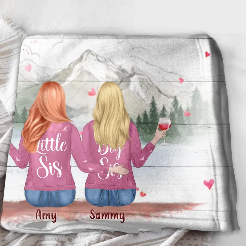 Personalized Sisters Fleece Throw Blanket/Quilt/Pillow Cover - Gift Idea For Sisters/Friends - Up to 6 Girls - Always My Sister Forever My Friend