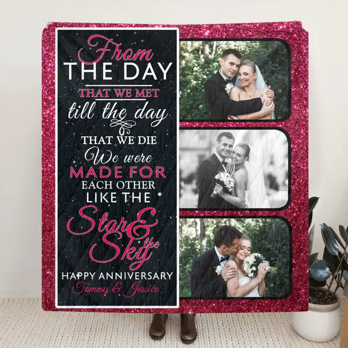 Custom Personalized Couple Single Layer Fleece/Quilt Blanket - Upload Photos - Anniversary Gift Idea For Couple - From The Day That We Met Till The Day That We Die