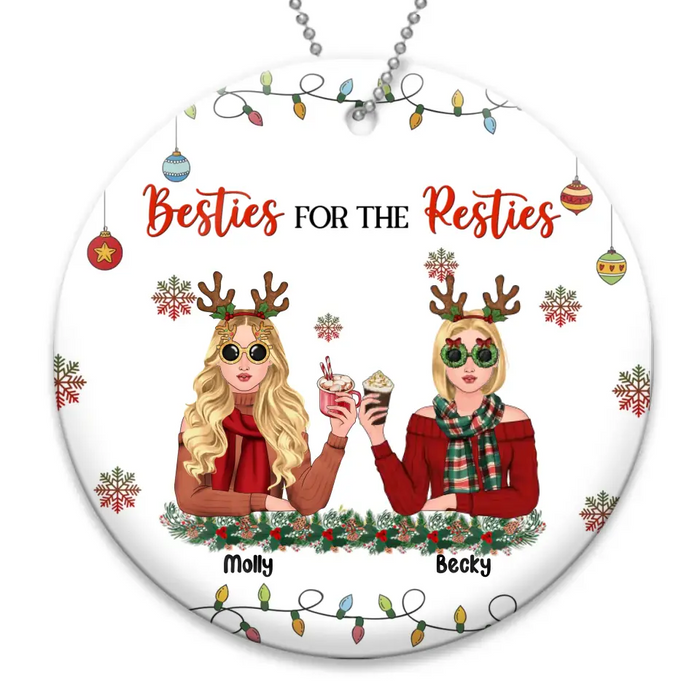 Personalized Christmas Friends Circle Wooden Ornament - Christmas Gift Idea For Friends/Sisters/Besties - Upto 5 Girls - Besties For The Resties