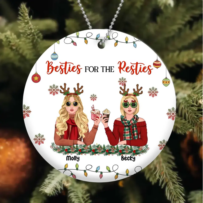 Personalized Christmas Friends Circle Wooden Ornament - Christmas Gift Idea For Friends/Sisters/Besties - Upto 5 Girls - Besties For The Resties