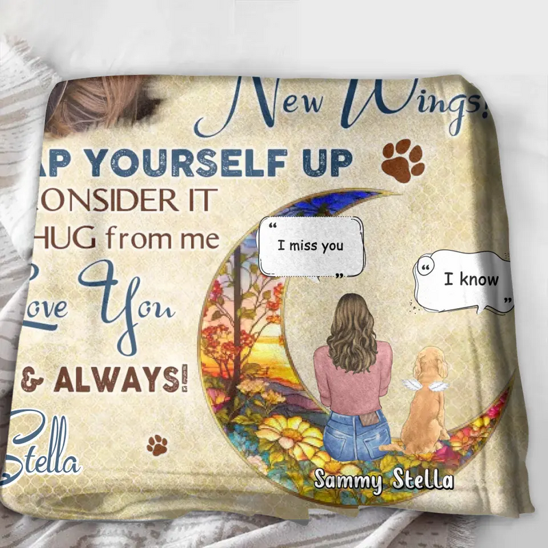 Personalized Memorial Fleece Throw Blanket/Quilt - Gift Idea For Dog Owner - Upload Dog Photo - Don't Cry For Me Mom! I'm Okay!