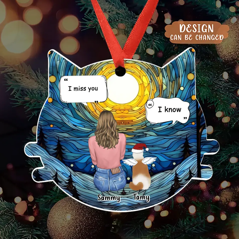 Personalized Memorial Cat Acrylic Ornament - Up to 4 Cats - Christmas/Memorial Gift Idea For Cat Owner
