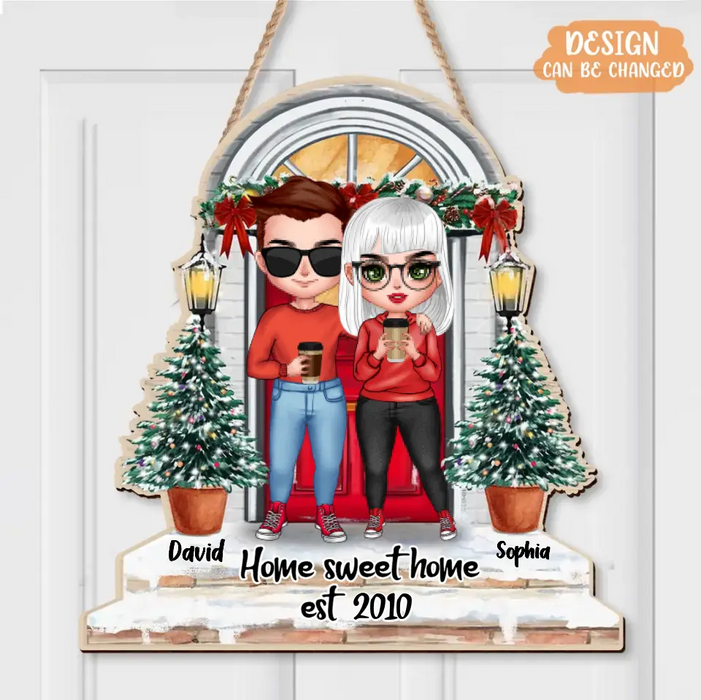 Custom Personalized Couple Wooden Sign - Christmas Gift Idea for Couple - Home Sweet Home