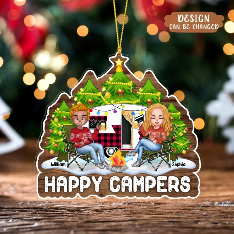Personalized Camping Couple Acrylic Ornament - Christmas Gift For Couple/Camping Lover - Congrats On New Adventure
