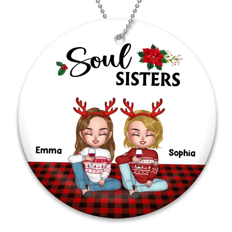 Personalized Besties Circle Wooden Ornament - Up to 5 People - Christmas Gift Idea For Friends/Besties - Soul Sisters