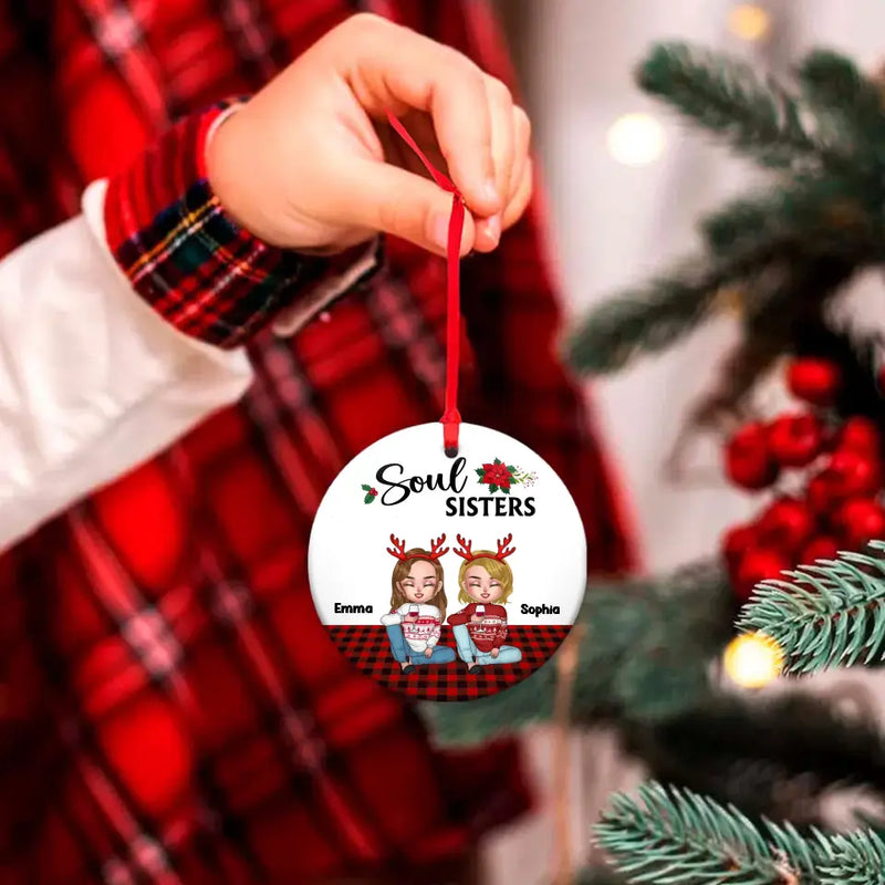 Personalized Besties Circle Wooden Ornament - Up to 5 People - Christmas Gift Idea For Friends/Besties - Soul Sisters