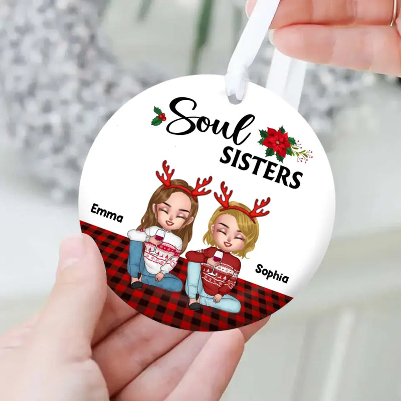 Personalized Besties Circle Wooden Ornament - Up to 5 People - Christmas Gift Idea For Friends/Besties - Soul Sisters