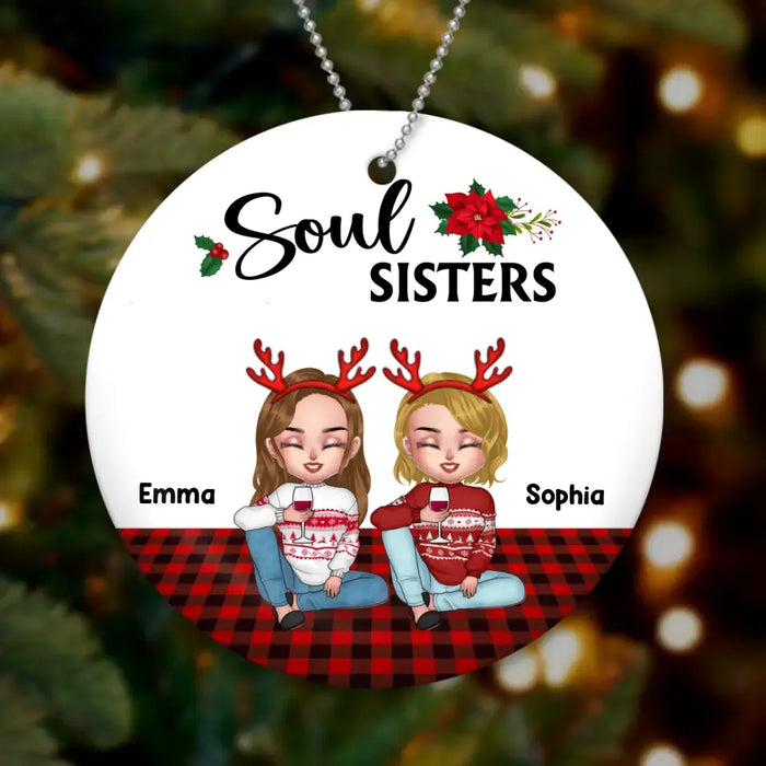 Custom Personalized Besties Circle Wooden Ornament - Upto 5 People - Christmas Gift Idea For Friends/ Besties - Soul Sisters