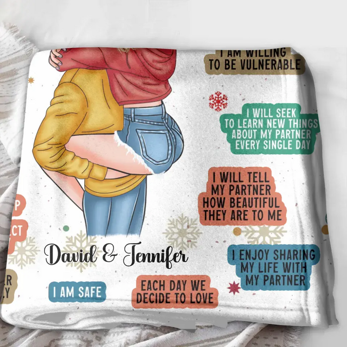 Custom Personalized Couple Pillow Cover/Single Layer Fleece/Quilt Blanket - Christmas Gift Idea for Couple/Him/Her - Couple Affirmations