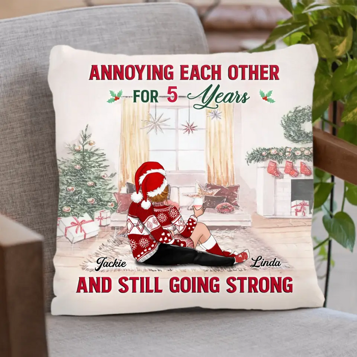 Personalized Christmas Couple Single Layer Fleece/Quilt Blanket /Pillow Cover - Christmas Gift Idea - Annoying Each Other For 5 Years And Still Going Strong