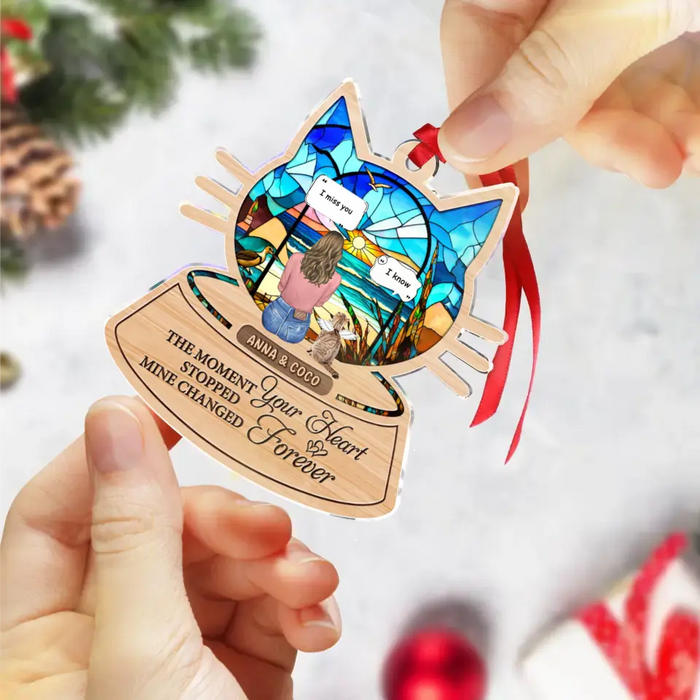 Custom Personalized Cat Acrylic Ornament - Upto 3 Cats - Christmas/ Memorial Gift Idea For Cat Lover - I Miss You