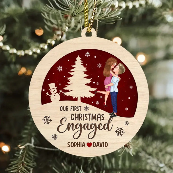 Custom Personalized Couple Wooden Ornament - Christmas Gift Idea for Couple/Family - Our First Christmas