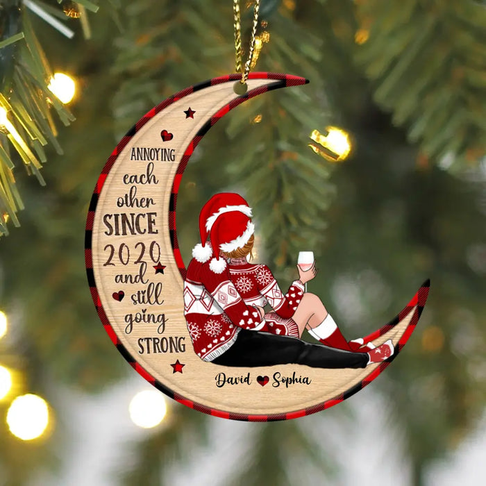 Custom Personalized Couple Wooden Ornament - Christmas Gift Idea for Couple - Annoying Each Other And Still Going Strong