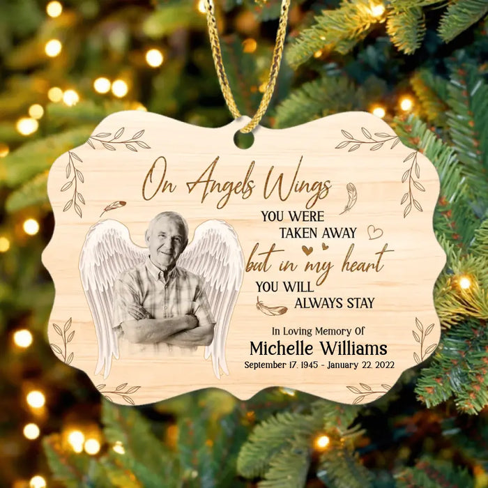 Custom Personalized In Loving Memory Rectangle Wooden Ornament - Upload Photo - Memorial Gift Idea For Family Member - In My Heart You Will Always Stay