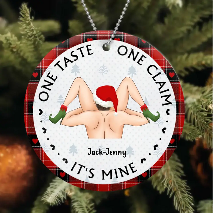 Custom Personalized Couple Wooden Ornament - Christmas Gift Idea For Couple - One Taste One Claim It's Mine