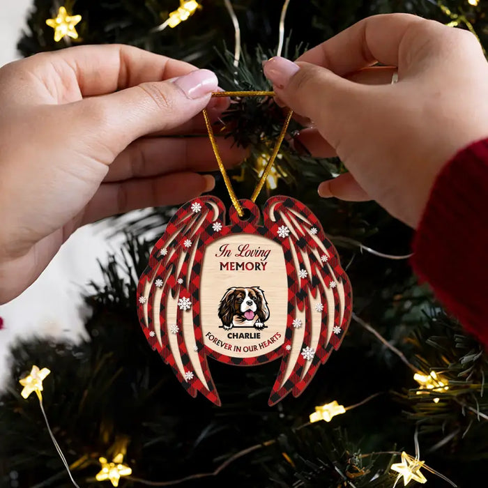 Custom Personalized Memorial Dog Wooden Ornament - Memorial Gift for Dog Owners - Forever In Our Hearts