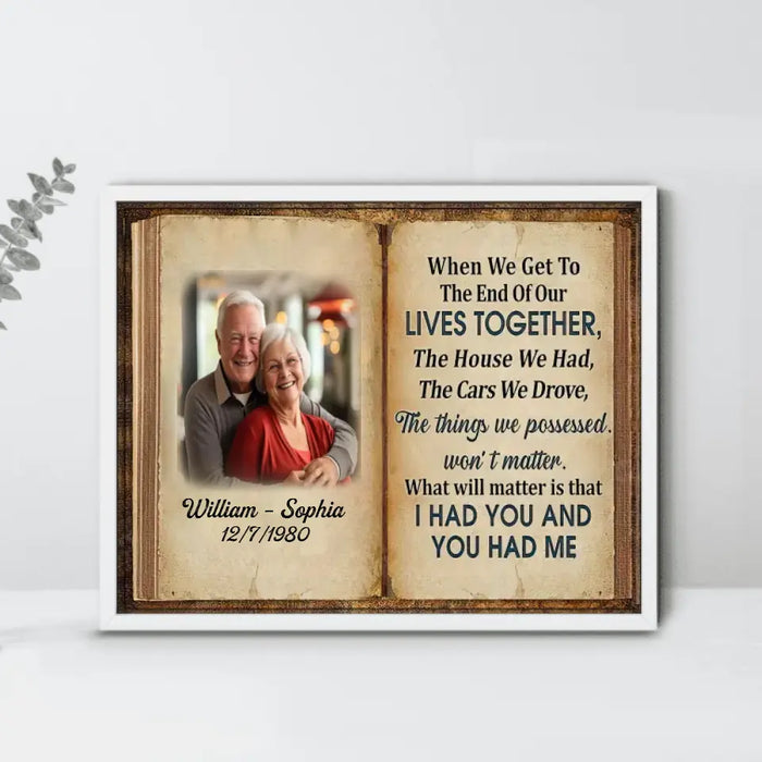 Custom Upload Photo Poster - Memorial Gift Idea For Couple/Gift For Him/Her - When We Get To The End Of Our Lives Together