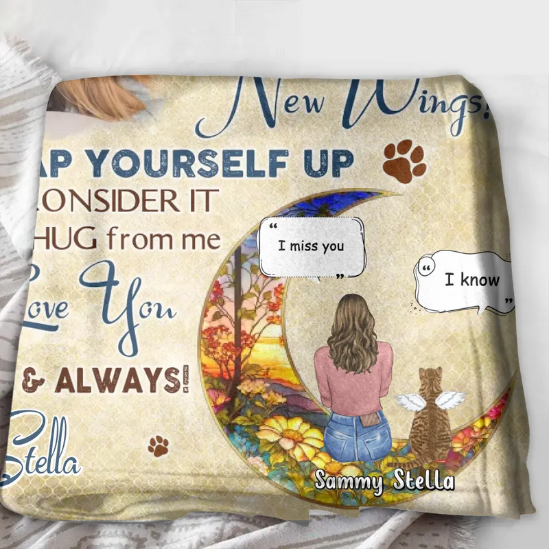 Personalized Cat Memorial Fleece Throw Blanket/Quilt - Gift Idea For Cat Owner - Upload Cat Photo - Don't Cry For Me Mom! I'm Okay!