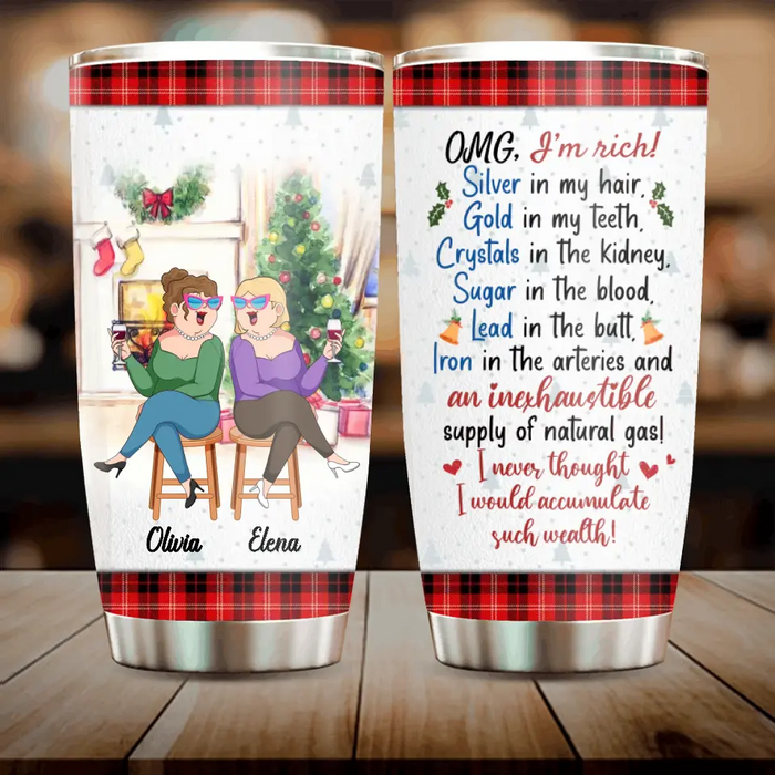 Personalized Old Friends Tumbler - Gift Idea For Friends/Sisters/Christmas - I'm Rich, Silver In My Hair