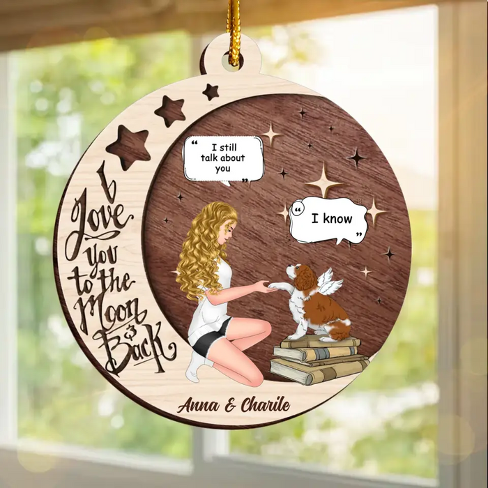 Custom Personalized Memorial Dog Circle Wooden Ornament - Memorial Gift Idea For Dog Mom - I Love You To The Moon & Back