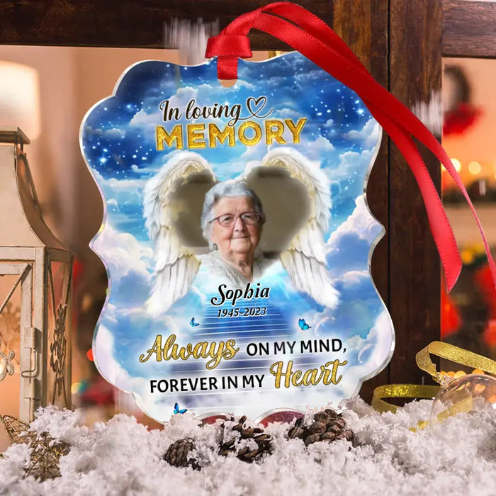 Always On My Mind, Forever In My Heart - Personalized Memorial Acrylic Ornament - Upload Photo - Memorial Gift Idea For Christmas