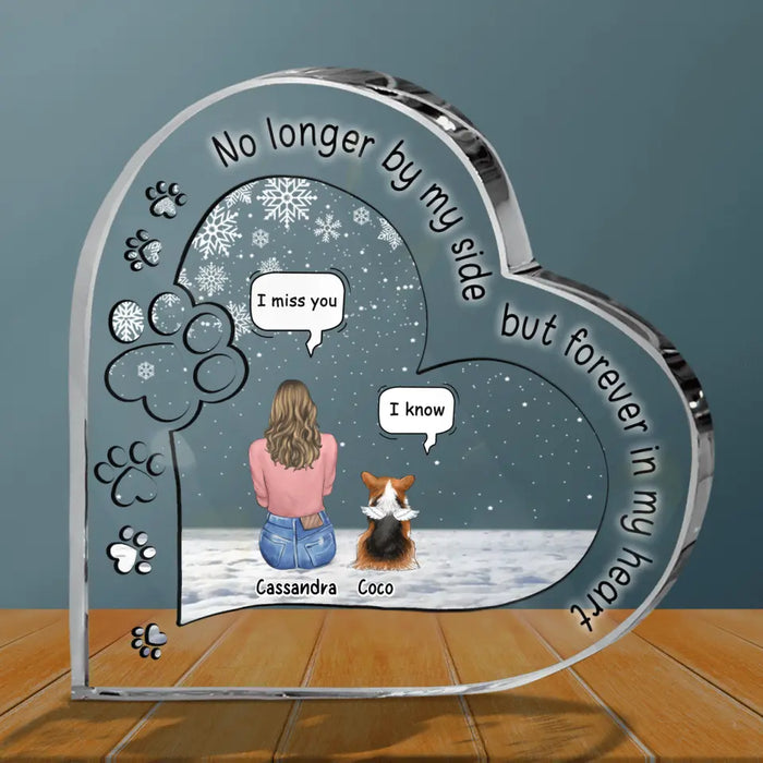 Custom Personalized Memorial Pet Crystal Heart- Up to 3 Pets - Memorial Gift Idea For Dog/Cat/Rabbits Owners - No Longer By My Side But Forever in My Heart