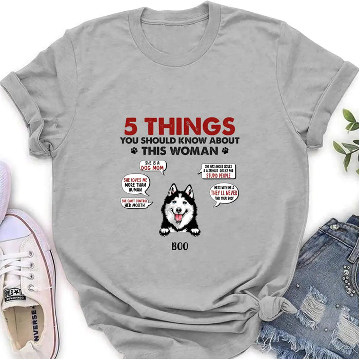 Custom Personalized Dog Mom Shirt/Hoodie - Upto 5 Dogs - Gift Idea for Dog Mom/Dog Lovers - Something You Should Know About My Mom Before Visiting My House