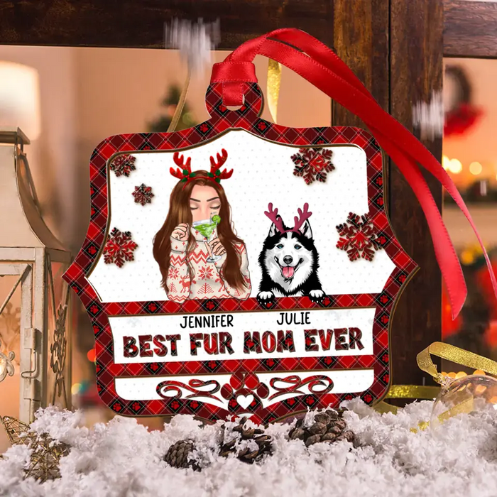 Custom Personalized Pet Mom 2 Layered Wooden Ornament - Up to 4 Dogs/Cats - Christmas Gift Idea For Pet Lovers - Best Fur Mom Ever