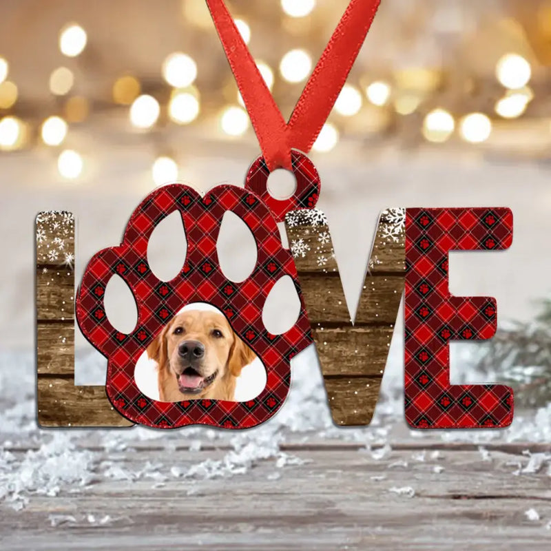 Personalized Love Wooden Ornament - Gift Idea For Christmas/Dog Lover - Upload Photo