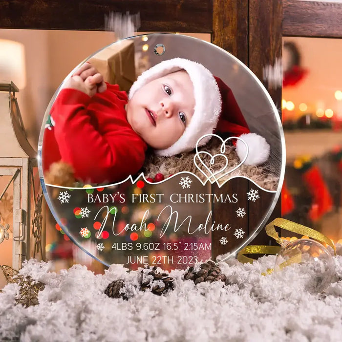 Custom Personalized Baby's First Christmas Acrylic Ornament - Upload Baby's Photo - Christmas Gift Idea For Baby/ Kid