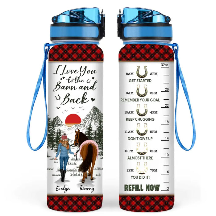 Custom Personalized Horse Girl Tracker Bottle - Upto 6 Horses - Christmas Gift Idea for Horse Lovers - I Love You To The Barn And Back