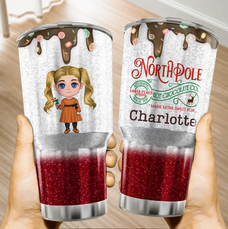 Personalized North Pole Chocolate Co. Irregular Tumbler - Gift For Christmas
