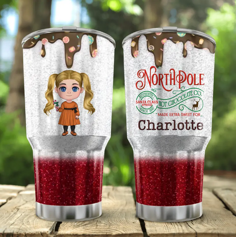 Personalized North Pole Chocolate Co. Irregular Tumbler - Gift For Christmas