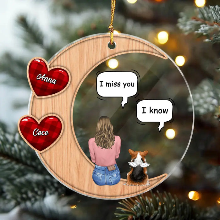 Custom Personalized Memorial Pet Circle Acrylic Ornament - Memorial Gift Idea For Dog/Cat/Rabbits Owners - Adult/ Couple/ Family With Upto 4 Pets