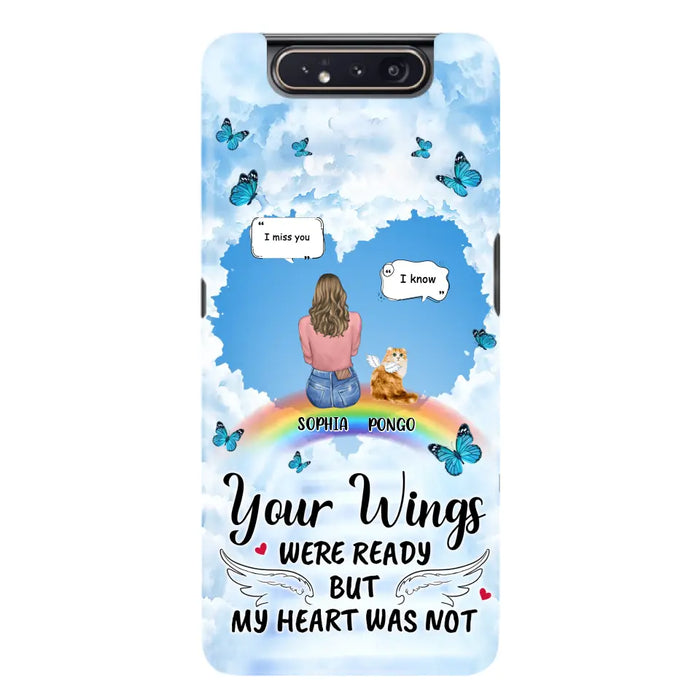 Personalized Memorial Pet Phone Case - Gift Idea For Dog/Cat/Rabbits Owners - Upto 3 Pets - Your Wings Were Ready But My Heart Was Not - Case For iPhone/Samsung