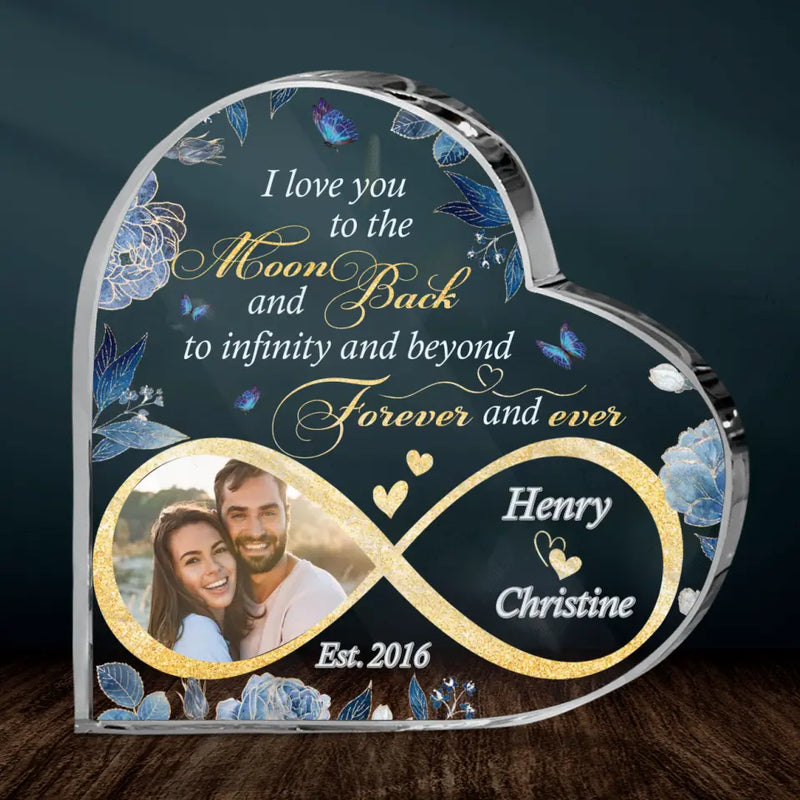 Personalized Couple Photo Acrylic Plaque - Gift Idea For Couple/Husband & Wife - I Love You To The Moon and Back To Infinity and Beyond Forever and Ever