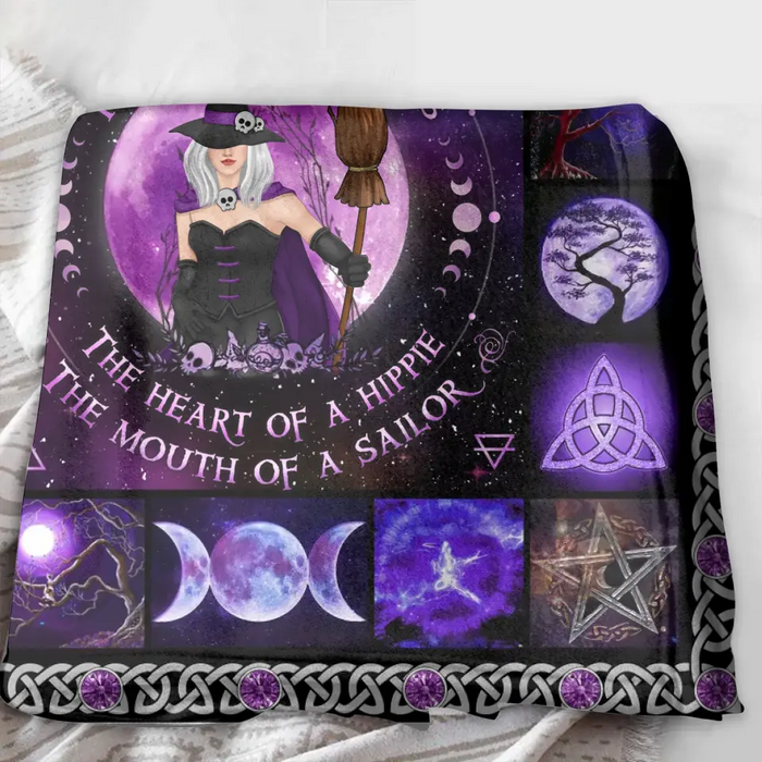 Personalized Witch Quilt/Fleece Blanket - Halloween Gift Idea For Witch Lovers - October Woman The Soul of A Witch The Fire Of A Lioness