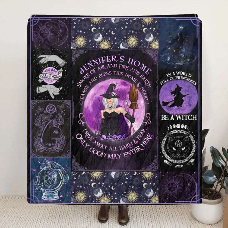 Personalized Witch Fleece Throw Blanket/Quilt - Halloween Gift Idea For Witch Lovers - Smoke Of Air And Fire And Earth