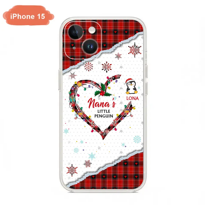 Personalized Christmas Nana Phone Case - Gift Idea For Grandma - Upto 10 Penguins -  Case For iPhone/Samsung