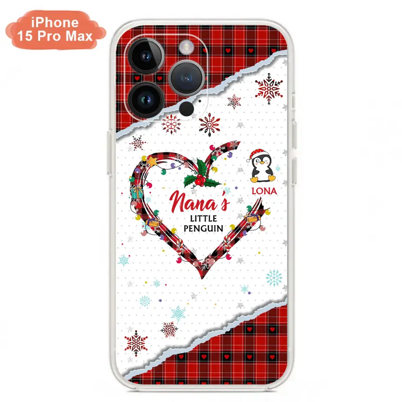 Personalized Christmas Nana Phone Case - Gift Idea For Grandma - Up to 10 Penguins - Case For iPhone/Samsung